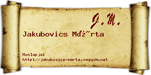 Jakubovics Márta névjegykártya