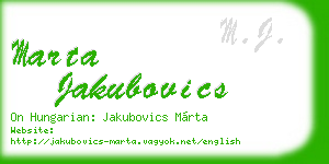 marta jakubovics business card